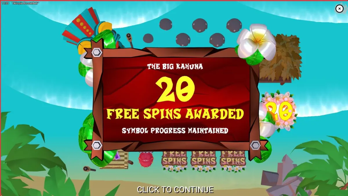 Totem Big’Um Tiki e frutas tropicais no slot Tikitopia BoosterBelt